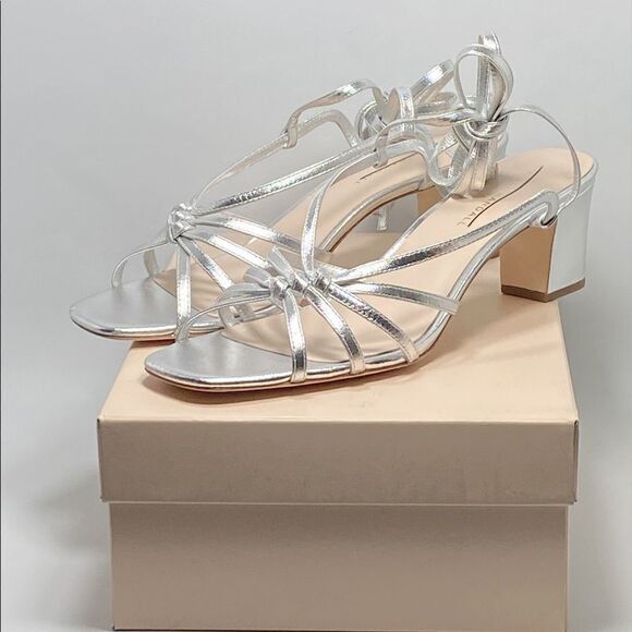 LOEFFLER RANDALL Libby Ankle-Wrap Metallic Leather Sandals size 11 - Picture 10 of 12
